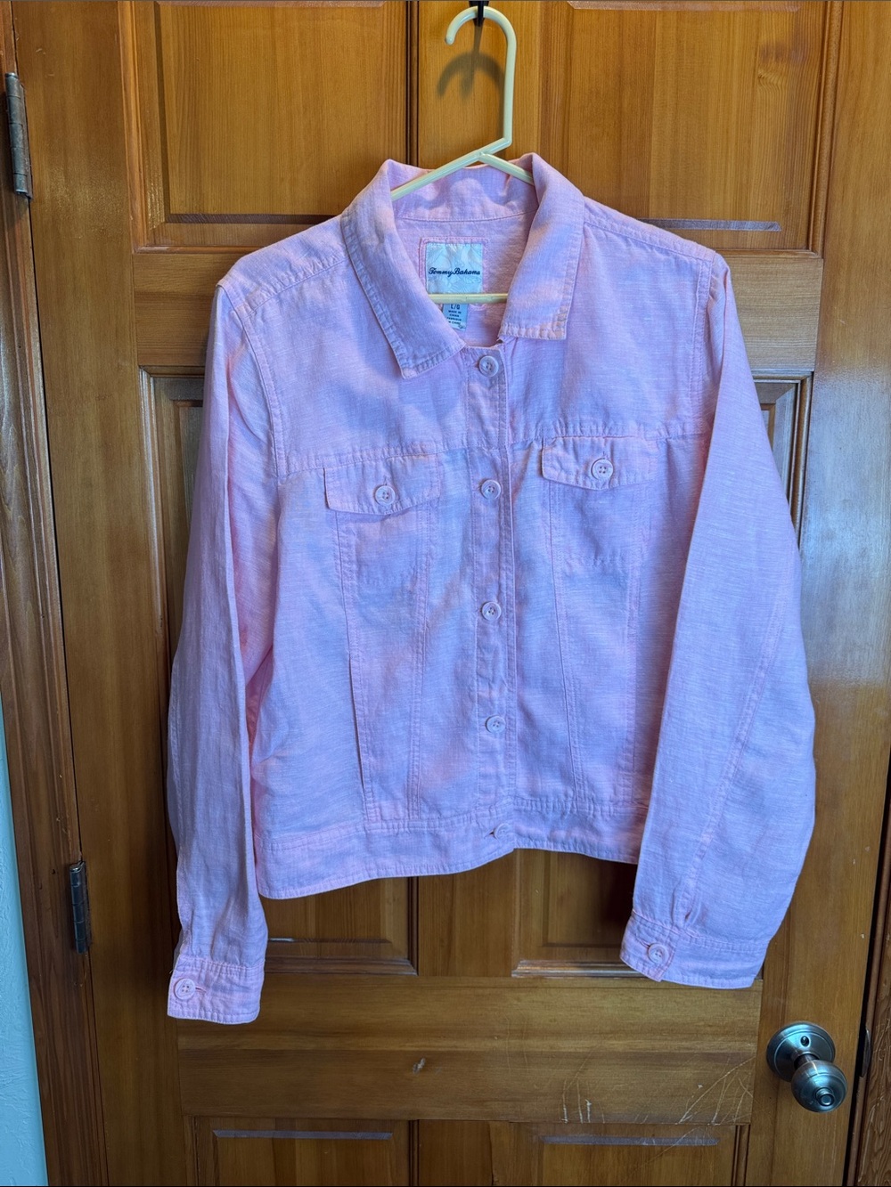 Tommy Bahama “Two Palms” Light Pink Linen Jacket Size Large